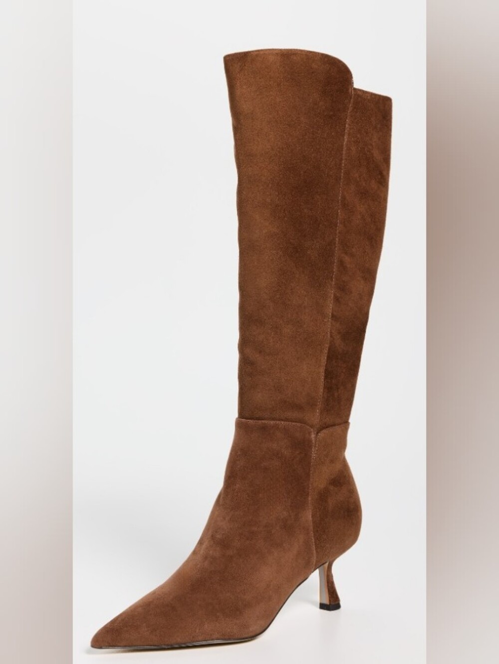 New Sam Edelman Taylor Chestnut Suede Pointed-Toe Knee-High Stiletto Boots - Picture 5 of 16